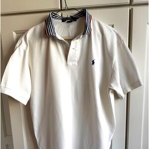 Vintage Polo Ralph Lauren Shirt Mens  Large White Striped Collar